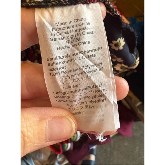 Madewell Floral Print Midi Dress Short Sleeve Tie Detail Black Red‎ Casual - Picture 8 of 13